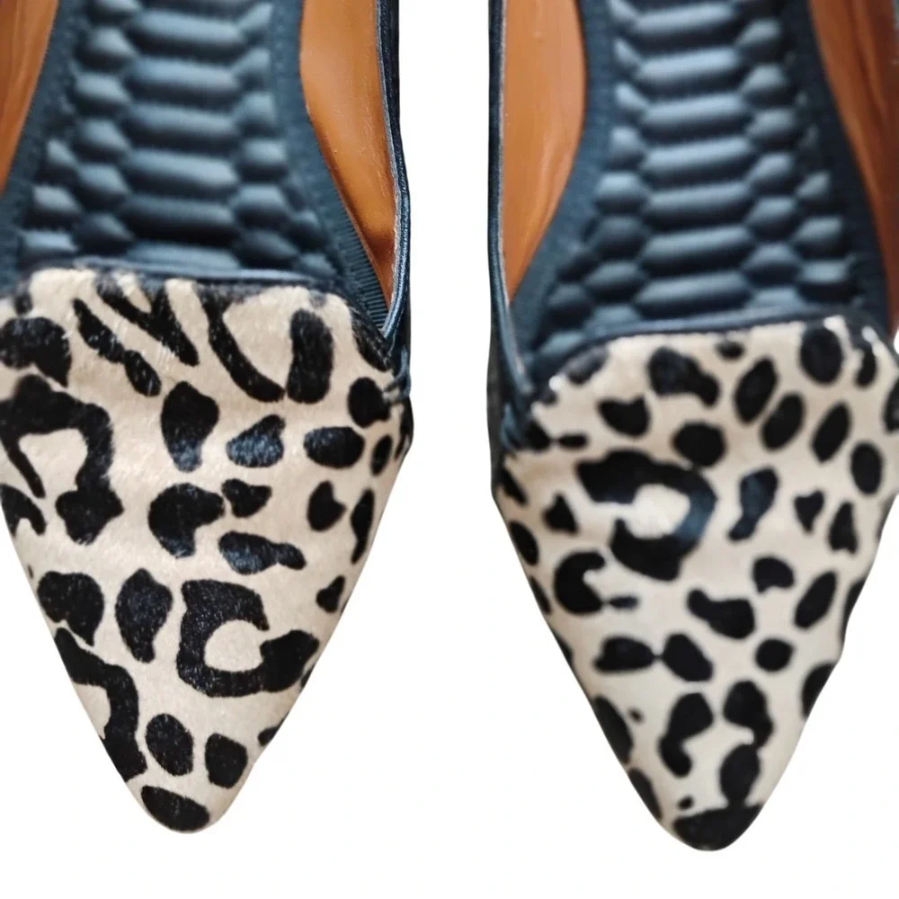 DV Dolce Vita Leopard Print Hair Calf Leather Pointed Toe Flats Shoes - Picture 3 of 4